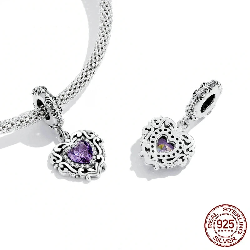 925 Sterling Silver Purple Gemstone Charm Jewelry Collection