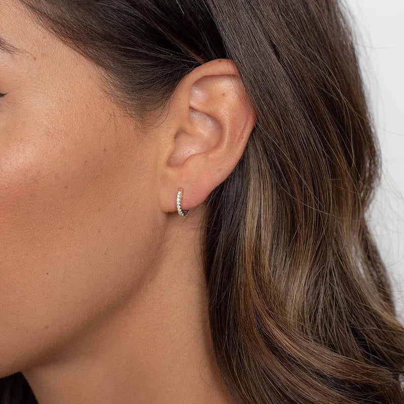 Luxury Zircon Huggie Hoop Earrings in 925 Sterling Silver Jewelry