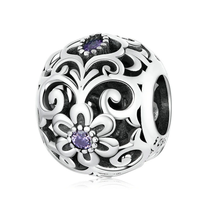 925 Sterling Silver Purple Gemstone Charm Jewelry Collection