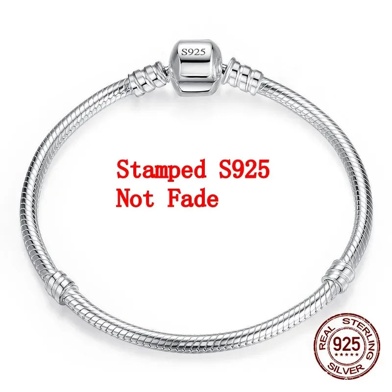 925 Sterling Silver Snake Bone Handmade  Jewelry Chain Charm Bracelet