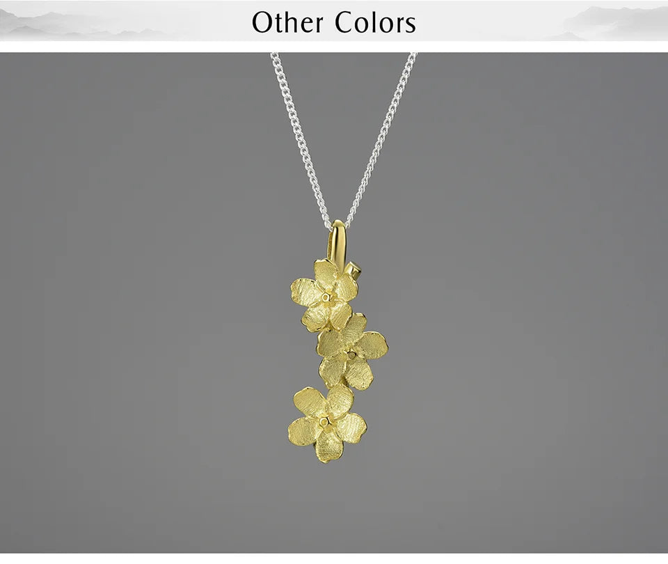 Flower Pendant Necklace- Handmade 925 Sterling Silver Fashion Jewelry