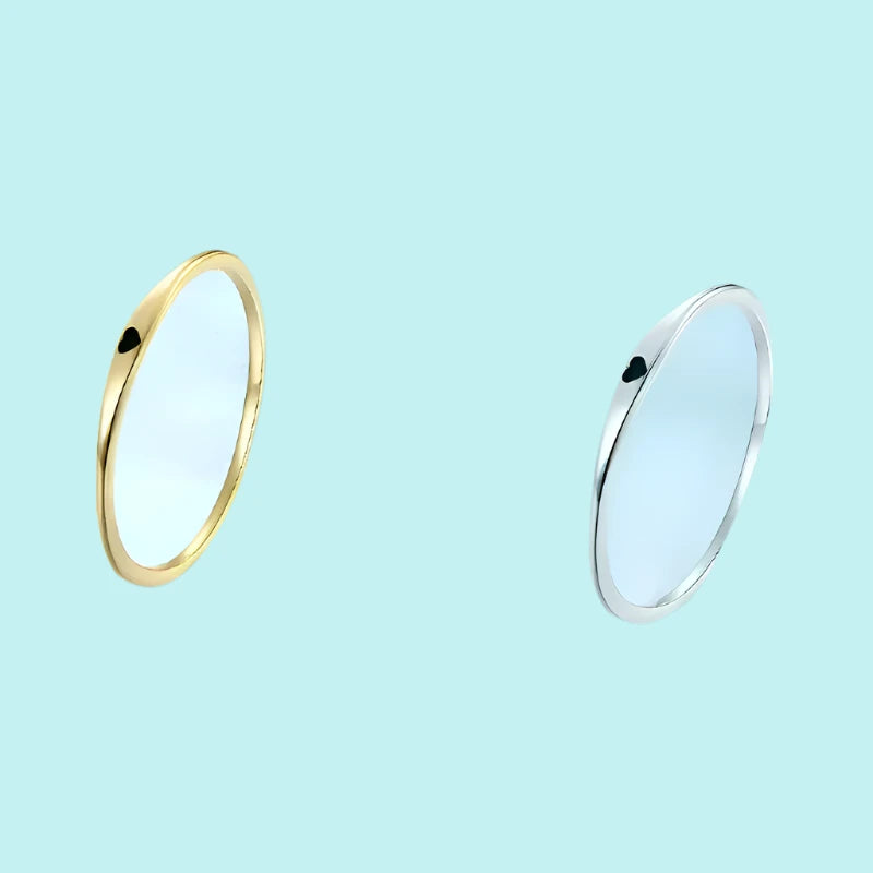 Minimalist Silver & Gold Rings with Black Heart – Modern Stackable Fine Jewelry for Women