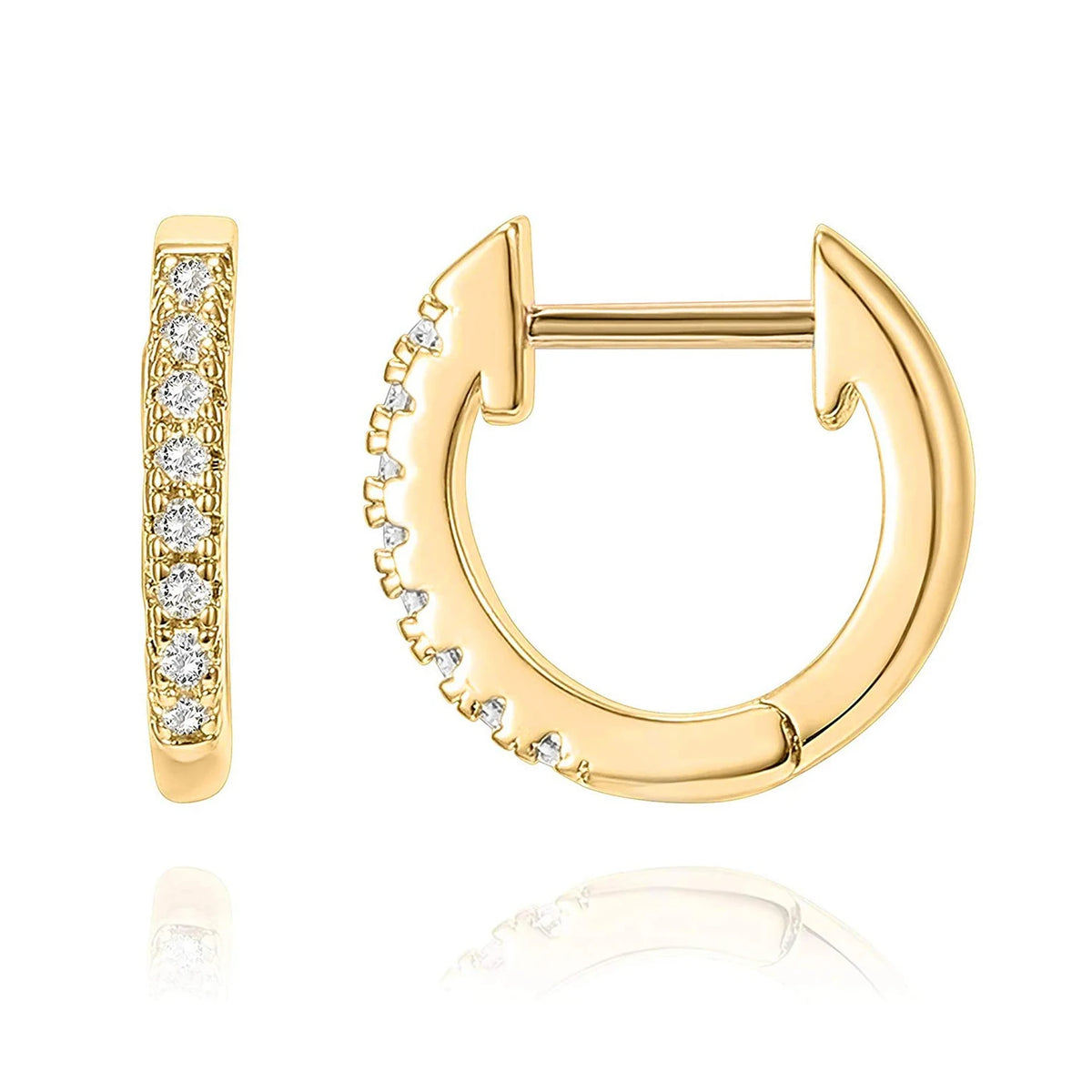 Luxury Zircon Huggie Hoop Earrings in 925 Sterling Silver Jewelry