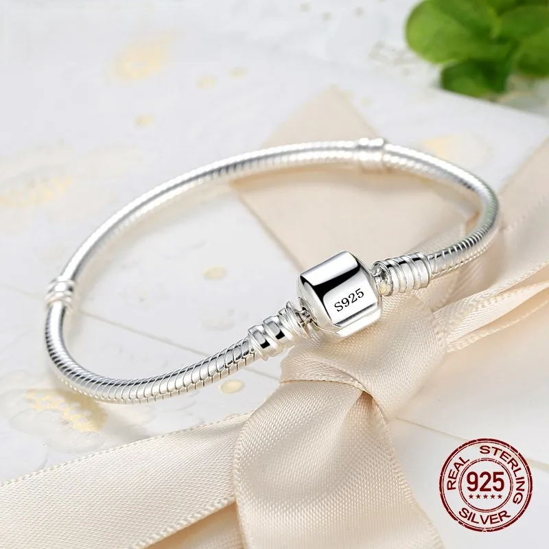 925 Sterling Silver Snake Bone Handmade  Jewelry Chain Charm Bracelet